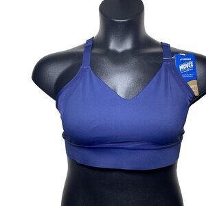 Brooks 38C/D Run Drive Interlace Navy Sports Bra Compression Quick Dry Woven